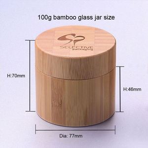 <b>Bamboo</b> Cosmetic Jar Set for Face Cream Eye Cream Lotion & Lipstick 30g 50g Skin Care with Silk <b>Screen</b> Printing Glass Lining - Product Image 4