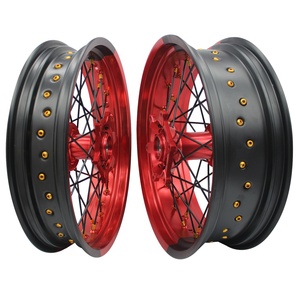 Juego de Ruedas Delanteras y Traseras para Motocicleta, de Aluminio Anodizado, Doble Color, CNC, Supermotard, Supermoto - Product Image 2