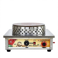 Crêpière à gaz en acier inoxydable de 40 cm, plaque antiadhésive pour crêpes avec protection contre l'extinction de la flamme, pour stand de restauration de rue commercial
