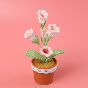 Flores artificiales Bellflower Planta en <span class=keywords><strong>maceta</strong></span> Punto a mano Crochet Lily of the Valley Lana - Product Image 5