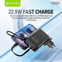 BAVIN Vente en gros Powerbank PC032 Pro Y 22.5w 10000mah Plug Eu Us Li-Polymer Battery Power Bank Avec I Phone Type Cable