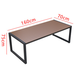 Ensemble de <span class=keywords><strong>table</strong></span> et de chaises de jardin modernes pour l'extérieur, résistant aux intempéries, en fer et en bois, pour une utilisation dans les parcs et les cours - Product Image 4