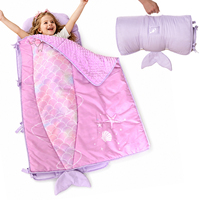 Tapis de sieste personnalisé pour tout-petits, motif sirène, avec couverture en minky amovible et oreiller, pour filles, crèche et maternelle