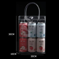 Sac en plastique transparent en PVC recyclable pour fleurs, cadeaux, emballage de vin rosé, sacs de transport pour café, sacs de shopping avec poignée