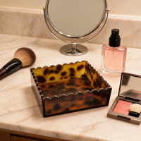 Plateau de maquillage moderne en acrylique écaille de tortue de luxe, recyclable et de qualité alimentaire pour la maison