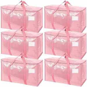 Heavy Duty Extra Large Storage <b>Tote</b> Durable <b>Plastic</b> Foldable Moving Bags Carrying Handles Bedroom Bedding - Product Image 4