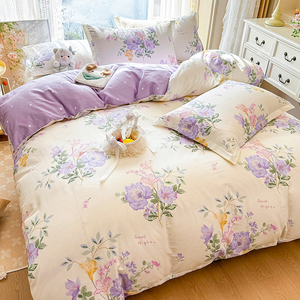 Pure Cotton Four-piece Bedding Set 1.8m Double Size Floral Pattern Twill Weave Spring Autumn Use - Product Image 4