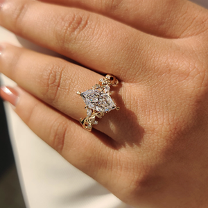 Anillo de Compromiso con Diamante Cultivado en Laboratorio, Corte Marquesa, Inspirado en la Naturaleza, para Mujer, Oro Blanco de 14K, Joyería Ecológica para Promesa de Boda, Regalo - Product Image 6