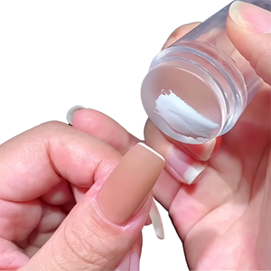 Tampon à ongles en silicone souple transparent avec tête en gelée et raclette, outil d'impression pour ongles français, <span class=keywords><strong>modèle</strong></span> de plaque de tamponnage pour nail art - Product Image 1