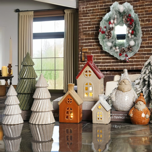 Ornements de <span class=keywords><strong>Noël</strong></span> en céramique faits à la main - Décoration de bureau écologique pour les fêtes avec finition brillante - Product Image 3
