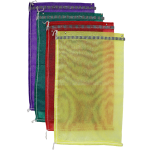 Sacs en filet PP rouge avec cordon bleu, adaptés aux légumes comme les pommes <span class=keywords><strong>de</strong></span> terre, les oignons et l'ail - Product Image 4