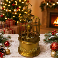 Horloge de bureau mécanique vintage et unique en laiton, gravée à la main, en forme de cage à oiseaux, avec un design Art Déco