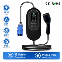Borne de recharge 7kW GB/T 32A 220V CCC CE RoHS Tesla BYD Li Nio Xpeng Auto Geely Changan JAC Chery Chargeur EV portable