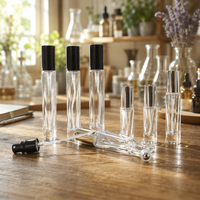 Atomizador de Perfume Transparente de 10 ml, Envase Vacío, Redondo y Alto, con Tapas de Spray en Negro, Plata y Dorado, Botellas de Perfume de Vidrio con Pulverizador de Niebla Fina
