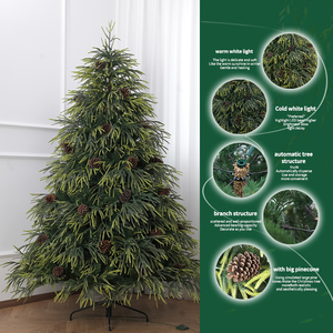 PE & PVC Mixed Two-Tone Willow Leaf Pre-lit Christmas <b>Tree</b>, Freestanding Festive Ornament for Living Room - Product Image 5