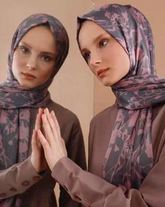 MOTIVE FORCE 2023 Vente en gros Nouveaux foulards islamiques en mousseline de soie à imprimé feuilles de Malaisie, Turquie, Dubaï, Hijab musulman pour femme Hijab musulman Musl - Product Image 1