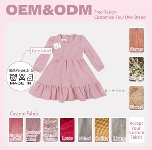 Abito Casual da Ragazza OEM/ODM Personalizzato a Maniche Lunghe, Tinta Unita, con Orlo a Balze a Strati, Vestito Casual Autunno Inverno per Ragazze 5-12 Anni - Product Image 2