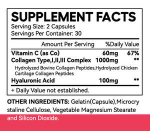 Kapsul kolagen-dengan Vitamin C & asam hialuronat, suplemen Multi kolagen untuk pertumbuhan rambut, kulit, kuku, sendi, kesehatan tulang - Product Image 2