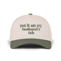 Gorra de Béisbol Creativa de Dos Tonos Bordada con "Put It on My Husband's Tab", Gorra de Béisbol de Cinco Paneles de Algodón Personalizable