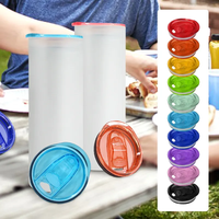 Vente en gros de couvercles en plastique colorés de remplacement de 20 oz, couleurs assorties, pour gobelets fins et droits de 20 oz, accessoires pour boissons, sans BPA