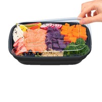 Conteneur alimentaire rectangulaire jetable en PP avec couvercle pour pizza et pain, restauration, supermarché, boîte à emporter, boîte à lunch, qualité alimentaire