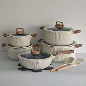 Ensemble <span class=keywords><strong>de</strong></span> 15 ustensiles <span class=keywords><strong>de</strong></span> cuisine en aluminium antiadhésifs, casseroles et poêles <span class=keywords><strong>de</strong></span> 20-32 cm, fabrication chinoise, pour la maison, les fêtes et l'usage quotidien - Product Image 2