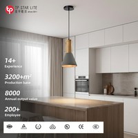 Lustre suspendu en métal et bois, style simple et luxueux, fabrication directe d'usine, lampe d'éclairage intérieur pour la décoration, E27, métal + bois + ciment