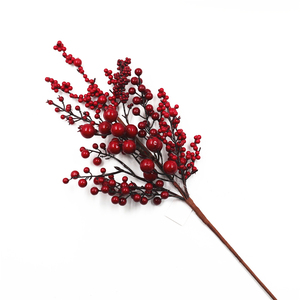 Adornos de árbol de Navidad de alta calidad, gran oferta, espray y púa de baya roja, flor artesanal, centro de mesa - Product Image 1