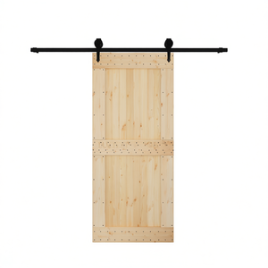 Porte coulissante en bois de pin massif Narvik, 39,4 x 82,7 pouces, style ferme, non finie, pour intérieur - Product Image 1