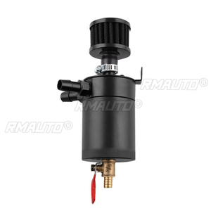 Réservoir universel de récupération d'huile à 2 ports avec valve de vidange et filtre de respiration, compact, en aluminium à déflecteurs, pièce de réservoir de carburant - Product Image 2
