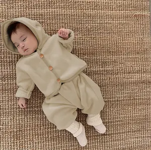 2 stück hoodie und hosen herbst Warme dicke fleece baby kleidung infant set kleidung unisex baby