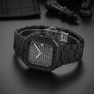 Reloj de Hombre con Incrustaciones de Diamantes de Corte Cuadrado, Pulsera con Diamantes Estilo Hip-Hop, Reloj Masculino - Product Image 6