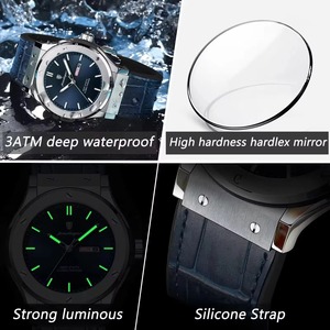 Montres pour hommes avec bracelet en cuir Drioshipping, montre à quartz étanche, date, montres de sport - Product Image 6