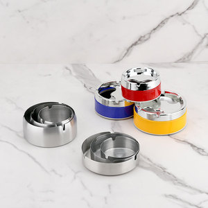 Stainless Steel Ashtray Round Minimalist Design Windproof Metal Ashtray For Home KTV Hotel Restaurant Gift - Product Image 5