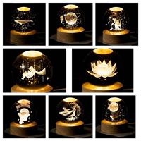 Décoration de bureau Honor of Crystal, boule de cristal transparente, boule de cristal lumineuse 3D, boule de cristal du système solaire, lumière LED, veilleuses