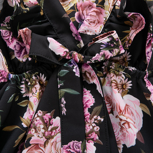 Vestido de Verano para Bebé Niña, Manga Corta, Color Negro con Flores, Vestido Informal para Bebé Niña - Product Image 5