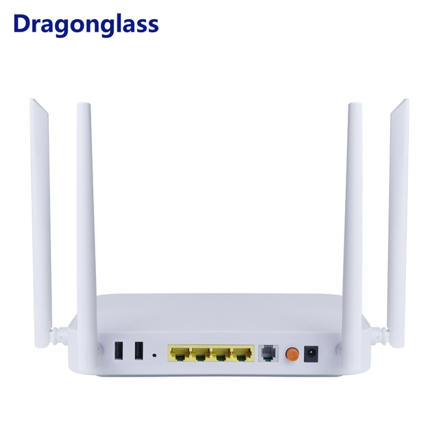 AC1200 XPON ONU Router with VoIP Dual Band WiFi5 4-Port Fiber Optical RJ45 Connector Optimized for High-Speed Internet Access