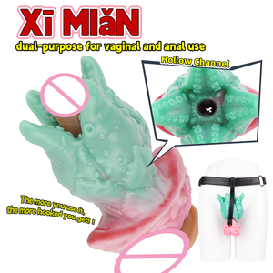 Entrenador anal hueco con forma de ventosa de pulpo con interior de vagina realista para juegos anales BDSM para parejas gay, juguete sexual de expansión anal con correa. - Product Image 2