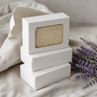 Scatola di Cartone Bianca per Sapone con Finestra Fustellata, Stampa Botanica, Confezione Personalizzata per Sapone Artigianale per Marchi di Prodotti Naturali per la Cura della Pelle