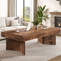 Fabricant exportateur de table de café rustique marron moderne, plateau en bois oblong de 47 pouces, pour la décoration intérieure des cafés et des cafétérias