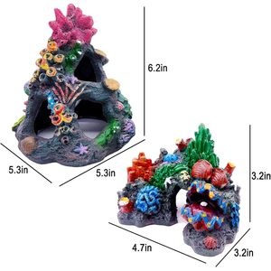 Lot de 2 ornements d'aquarium en résine Premium Fish Tank Hideaway Mountain Cave Betta Reef Rock Cave Ornement pour cacher les poissons - Product Image 6