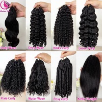 Extensions de cheveux à effet plume, bouclés birmanes, invisibles, au crochet, en cheveux humains vierges, double tirage