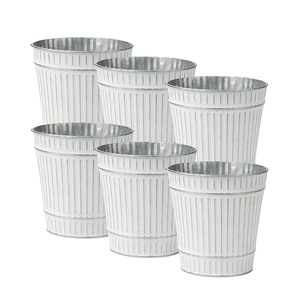 Ensemble de 6 jardinière en étain galvanisé seau en métal galvanisé seau en métal rustique Style vintage pays mariage maison <span class=keywords><strong>Table</strong></span> décorative - Product Image 1