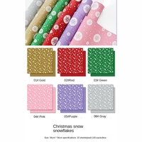 Papier d'emballage pour fleurs coréen imperméable, imprimé flocons de neige de Noël, papier d'emballage pour bouquets, fournitures pour fleuristes, vente en gros
