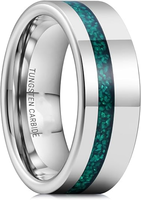 Bague de fiançailles vintage en tungstène plaqué argent 4 mm hautement poli avec incrustation d'opale pour hommes et femmes, bagues de mariage