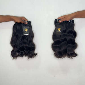 Extensiones de cabello virgen indio ondulado de templo, Proveedores de cabello virgen sin procesar de templo, Proveedores de extensiones de cabello virgen cosidas a máquina - Product Image 1