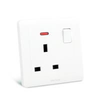 Enchufe de Pared con Panel Táctil Estándar Británico 13A, 5 Tomas de Corriente Alterna, Puertos de Carga USB (2 A), Luz Indicadora LED, Diseño Moderno para PC, IP20, 250V