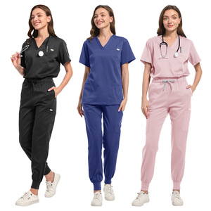 Unisex V-Neck Scrub <b>Top</b> Set Moisture Wicking Hospital Uniforms - Product Image 4