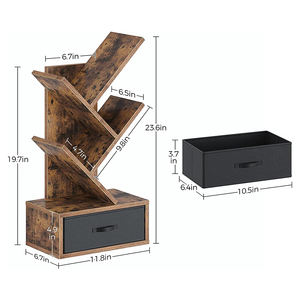 Estantería de Madera para Libros con Cajones, 4 Estantes, Ahorro de Espacio, Gran Capacidad de Carga, Diseño Moderno Retro, Venta al Por Mayor del Fabricante - Product Image 6