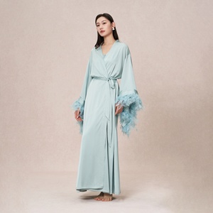 Pajamas for Women Luxury V-Neck New Style Robes Women's Spring Summer Polyester Fiber High-end Bride <strong>Morning</strong> Gown Pajamas - Product Image 3
